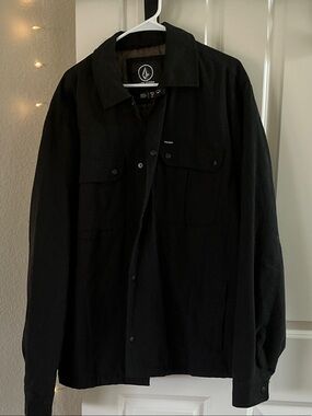 Volcom Men's Black Lightweight Button-Up Shirt Jacket